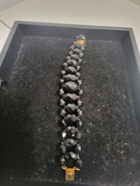 Vintage Black Jet Beaded Bracelet